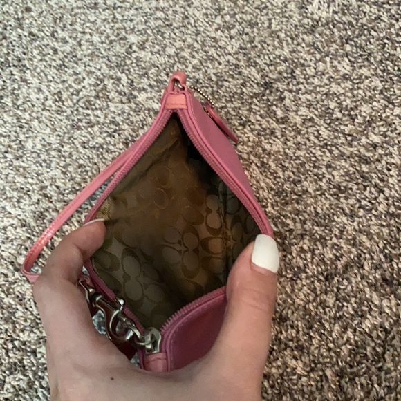 Coach Pink Leather Wristlet Clutch Pouch - Picture 4 of 4